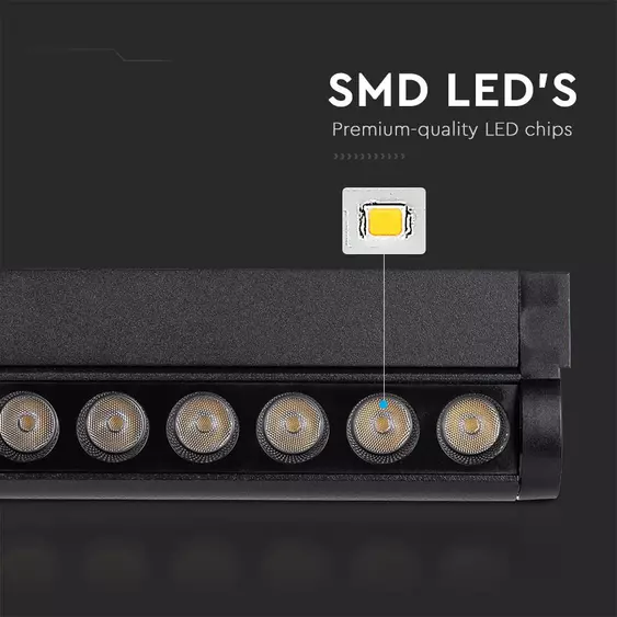V-TAC dönthető 5W spot LED lámpatest Slim 48V mágneses sínhez, meleg fehér - SKU 10258