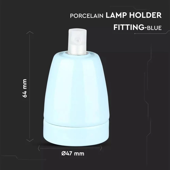 V-TAC E27 kék porcelán foglalat - SKU 3798