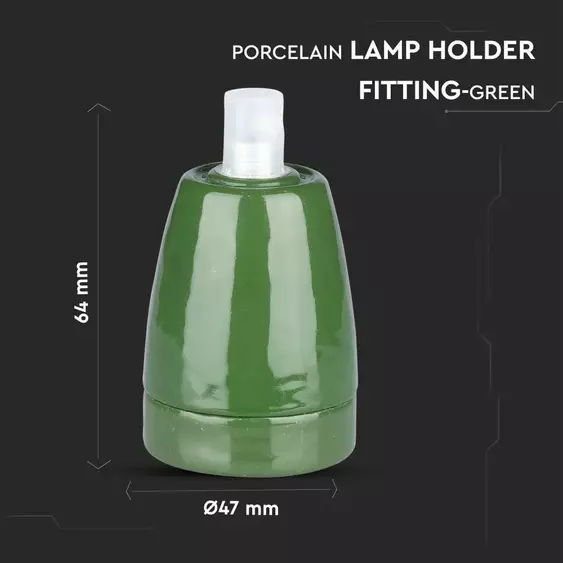 V-TAC E27 zöld porcelán foglalat - SKU 3797