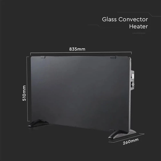 V-TAC elektromos üveg fűtőpanel, hősugárzó konvektor 2000W - SKU 8662