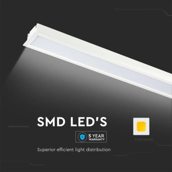 V-TAC ezüst 7 cm széles süllyeszthető lineáris LED lámpa 120cm 40W természetes fehér - SKU 21381