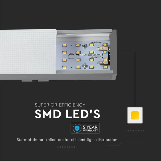 V-TAC ezüst függeszthető, dimmelhető lineáris LED lámpa 120cm 40W természetes fehér - SKU 21384