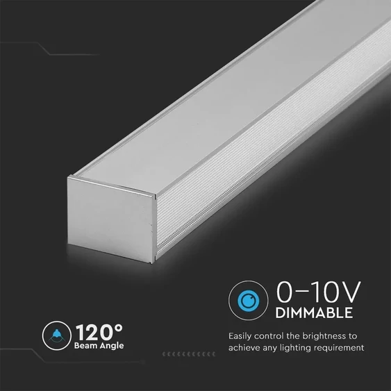 V-TAC ezüst függeszthető, dimmelhető lineáris LED lámpa 120cm 40W természetes fehér - SKU 21384