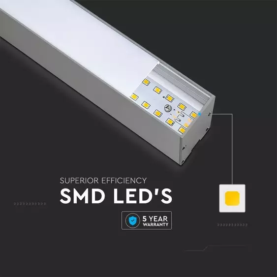 V-TAC ezüst mennyezetre függeszthető lineáris LED lámpa 120cm 40W hideg fehér - SKU 21601