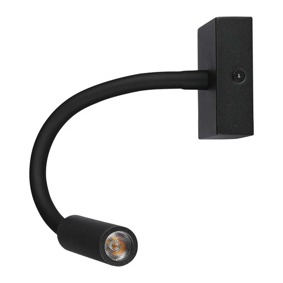 V-TAC fali LED COB állítható olvasólámpa fekete 3W meleg fehér - SKU 211485