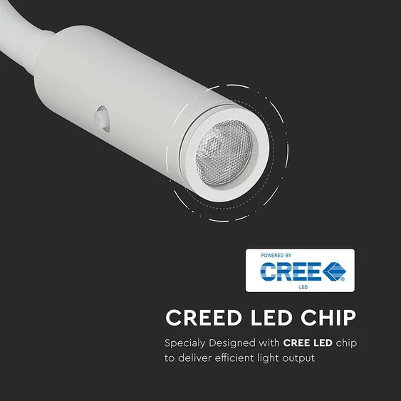 V-TAC fali LED COB olvasólámpa fehér 3W meleg fehér - SKU 211486
