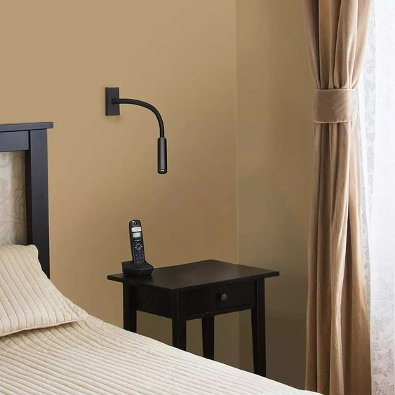 V-TAC fali LED COB olvasólámpa fekete 3W meleg fehér - SKU 1485