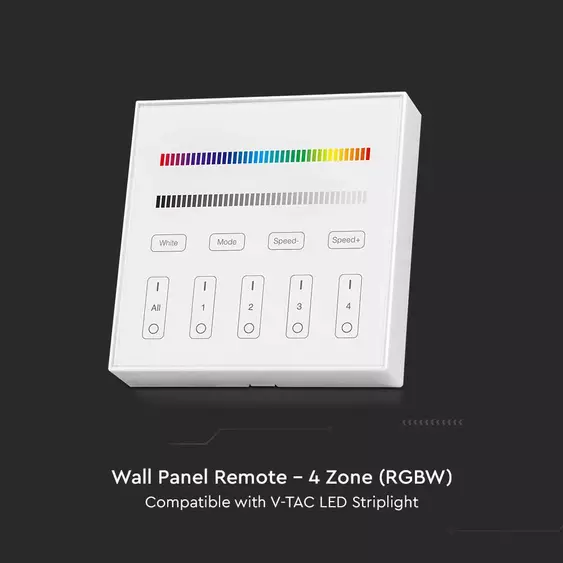 V-TAC fali RGB+W 4 zónás rádiófrekvenciás LED szalag távirányító - SKU 2917