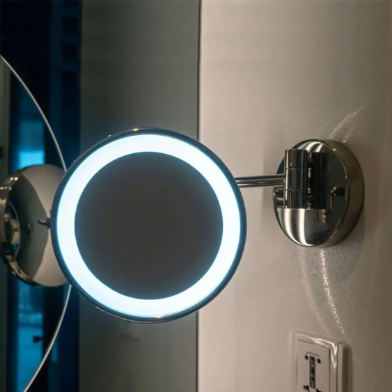 V-TAC falikaros tükör elemes 3W LED világítással, matt króm házzal, hideg fehér - SKU 6628