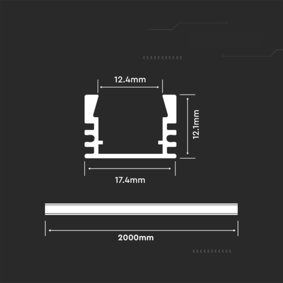 V-TAC falon kívüli alumínium LED szalag profil fehér fedlappal 2m - SKU 3358