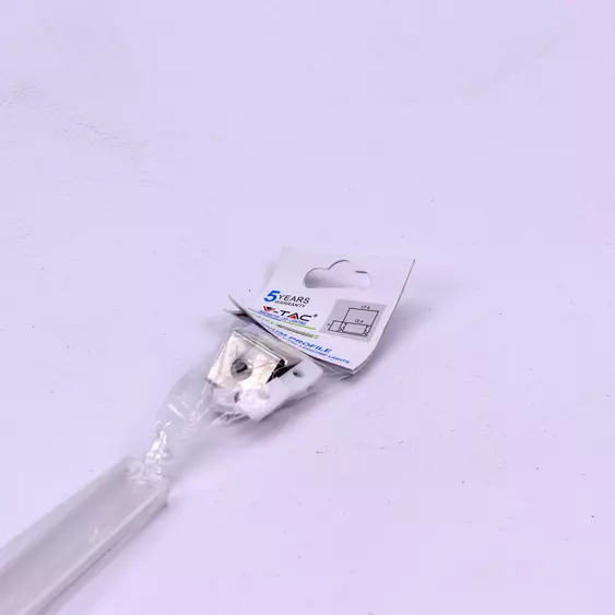V-TAC falon kívüli fehér színű alumínium LED szalag profil, fehér fedlappal 2m - SKU 3365