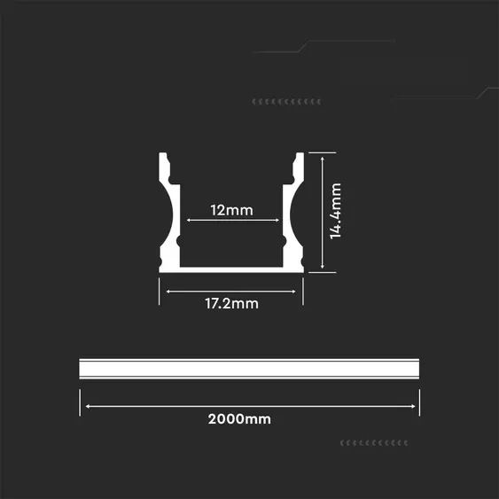 V-TAC falon kívüli fehér színű alumínium LED szalag profil, fehér fedlappal 2m - SKU 3366