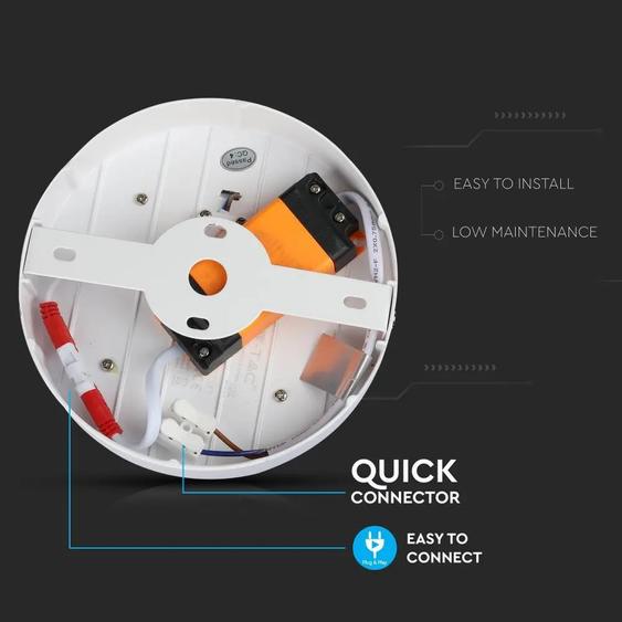 V-TAC falon kívüli mennyezeti kerek LED panel 15W természetes fehér - SKU 4894