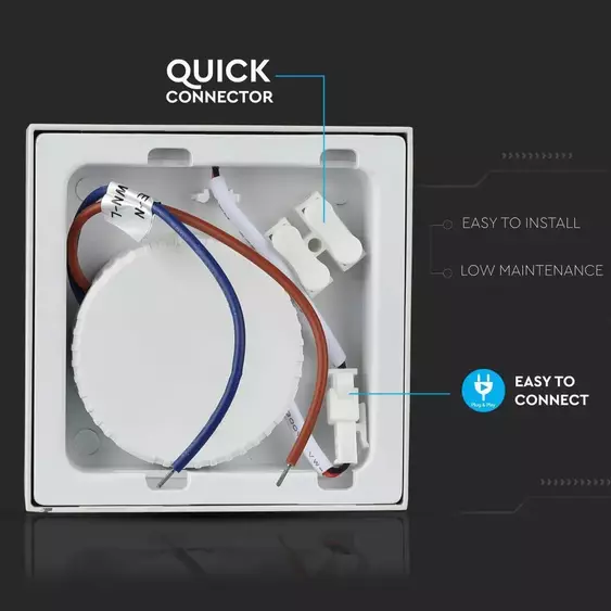 V-TAC falon kívüli mennyezeti szögletes LED panel 12W hideg fehér - SKU 4915