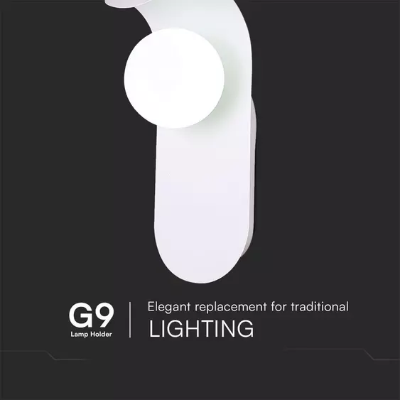V-TAC fehér fali lámpa, G9 foglalattal, fém házzal és üveg búrával - SKU 23408