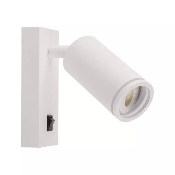 V-TAC fehér fali lámpa kapcsolóval, GU10 foglalattal - SKU 10295