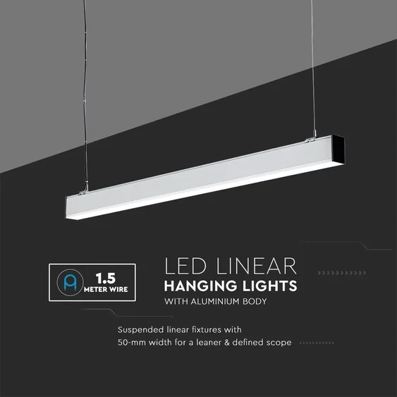 V-TAC fehér függeszthető, dimmelhető lineáris LED lámpa 120cm 40W természetes fehér - SKU 21383