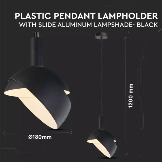 V-TAC fekete alumínium csillár, állítható függeszték E14 foglalattal - SKU 3921