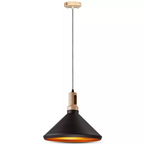 V-TAC fekete fabetétes fém csillár, függeszték E27 foglalattal - SKU 3764