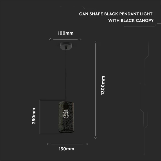 V-TAC fekete fém búrás csillár, függeszték E27 foglalattal - SKU 3825