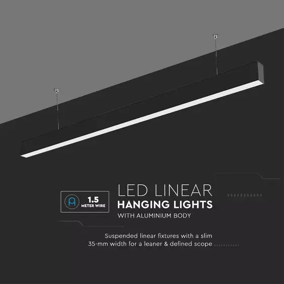 V-TAC fekete mennyezetre függeszthető lineáris LED lámpa 120cm 40W hideg fehér - SKU 21600