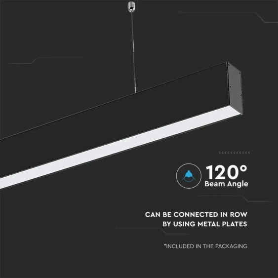 V-TAC fekete mennyezetre függeszthető lineáris LED lámpa 120cm 40W hideg fehér - SKU 21600