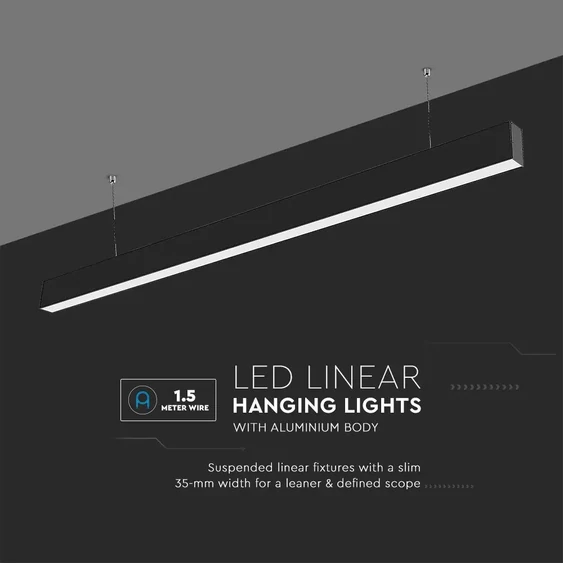 V-TAC fekete mennyezetre függeszthető lineáris LED lámpa 120cm 40W meleg fehér - SKU 21882
