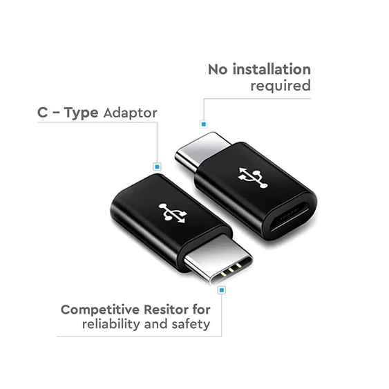 V-TAC fekete, Micro USB - Type-C átalakító - SKU 8471