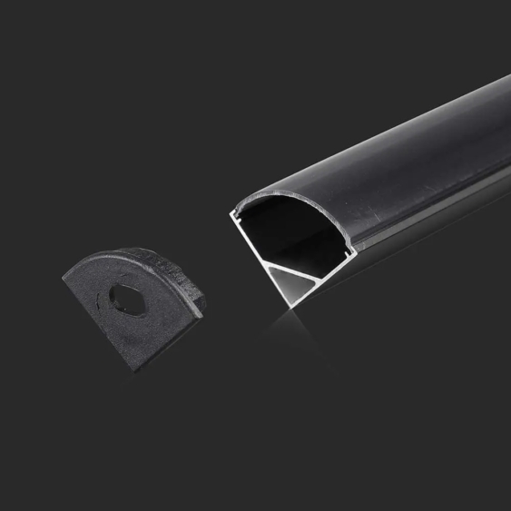 V-TAC fekete színű alumínium LED szalag sarokprofil fedlappal 2m - SKU 2874