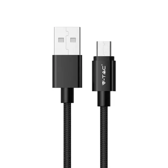 V-TAC fekete, USB - Micro USB 1m hálózati kábel - SKU 8488