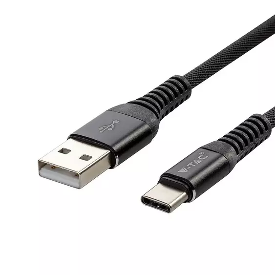 V-TAC fekete, USB - Type-C 1m hálózati kábel - SKU 8632