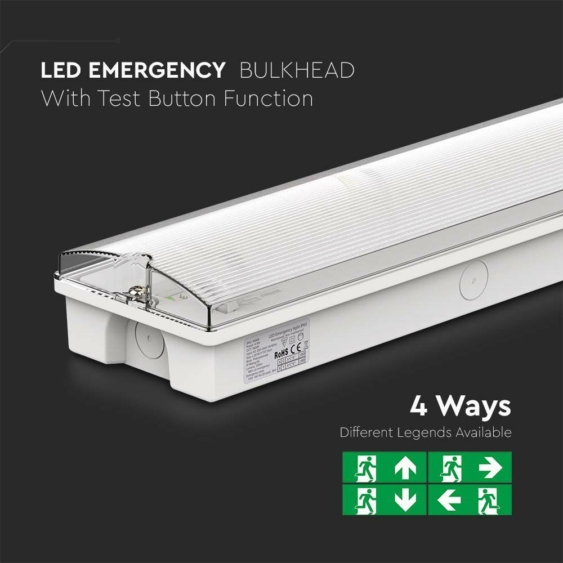 V-TAC felületre szerelhető LED-es EXIT lámpa 3W, önteszt gombbal - SKU 7687