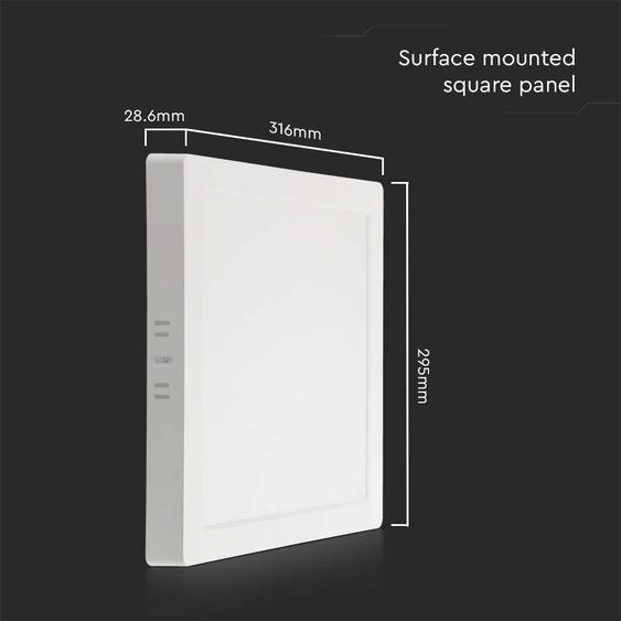 V-TAC felületre szerelhető szögletes Back-Lit LED panel 12W, hideg fehér, 100 Lm/W - SKU 10497