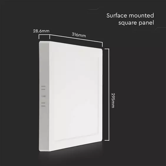 V-TAC felületre szerelhető szögletes Back-Lit LED panel 12W, meleg fehér, 100 Lm/W - SKU 10495