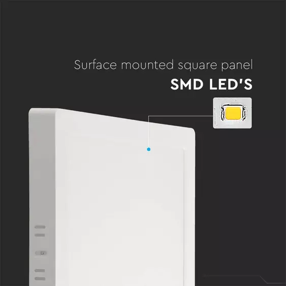 V-TAC felületre szerelhető szögletes Back-Lit LED panel 24W, hideg fehér, 110 Lm/W - SKU 10516