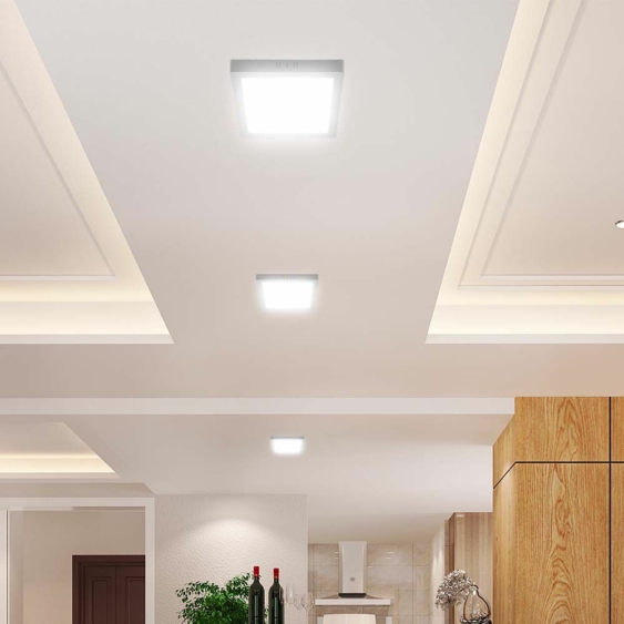 V-TAC felületre szerelhető szögletes Back-Lit LED panel 6W, meleg fehér, 110 Lm/W - SKU 10492