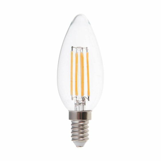 V-TAC fényerőszabályozható 5.5W E14 természetes fehér filament C35 LED gyertya égő - SKU 7807