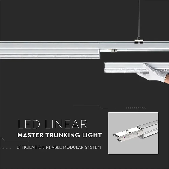 V-TAC függeszthető lineáris LED lámpa 150cm 50W aszimmetrikus természetes fehér (főmodul) - SKU 1362