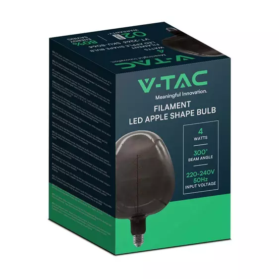 V-TAC füstözött 4W E27 dekor filament égő, alma alakú - SKU 8064