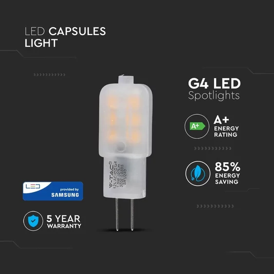 V-TAC G4 LED égő 12V 1,5W hideg fehér - SKU 242