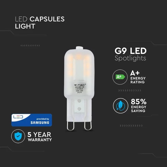 V-TAC G9 LED égő 230V 2,5W hideg fehér - SKU 245