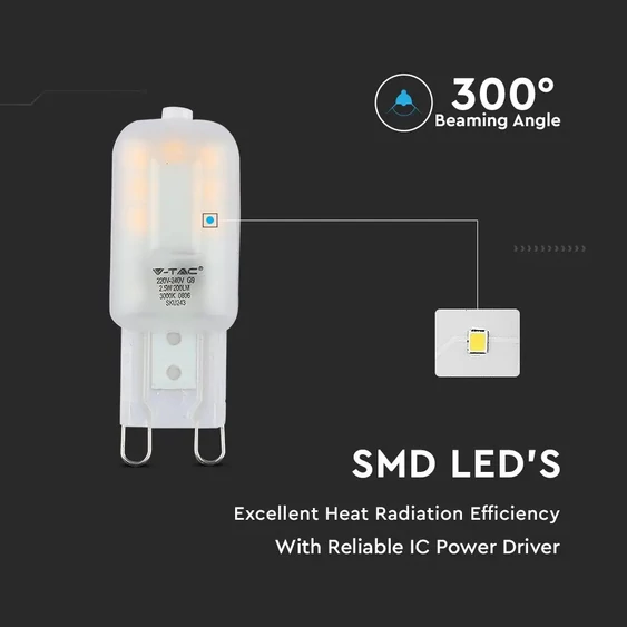 V-TAC G9 LED égő 230V 2,5W meleg fehér - SKU 243