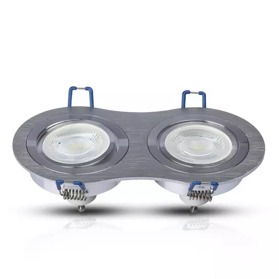 V-TAC GU10 LED 2 foglalatos spotlámpa keret, alumínium szürke billenthető lámpatest - SKU 3602