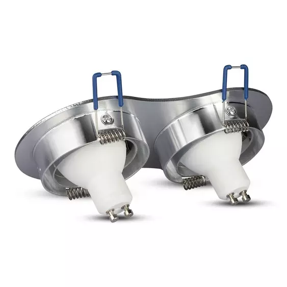 V-TAC GU10 LED 2 foglalatos spotlámpa keret, alumínium szürke billenthető lámpatest - SKU 3602