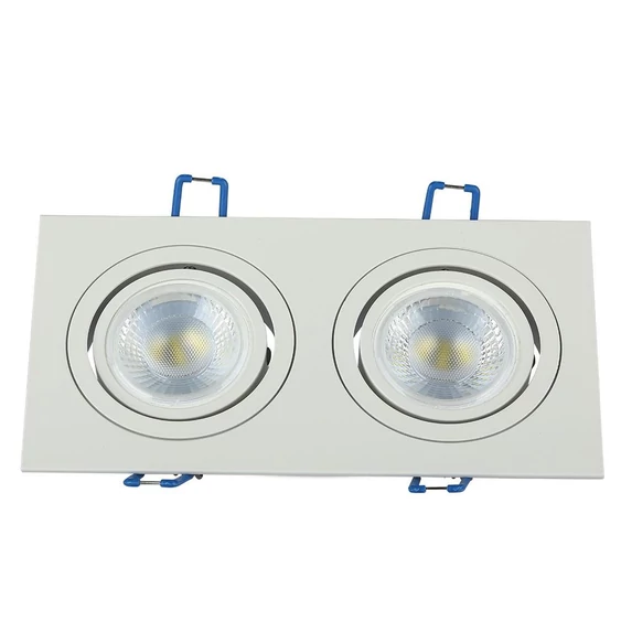 V-TAC GU10 LED 2 foglalatos spotlámpa keret, fehér billenthető lámpatest - SKU 3607