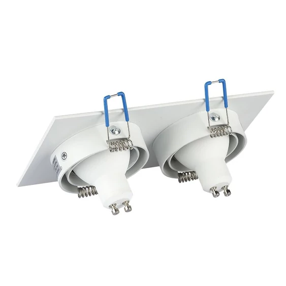 V-TAC GU10 LED 2 foglalatos spotlámpa keret, fehér billenthető lámpatest - SKU 3607