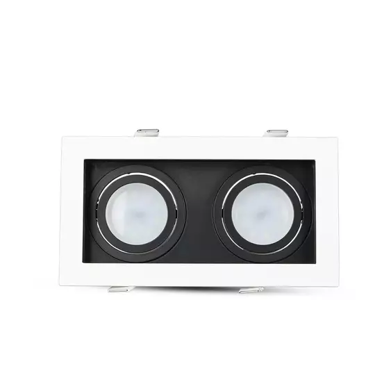 V-TAC GU10 LED 2 foglalatos spotlámpa keret, fehér billenthető lámpatest - SKU 8877
