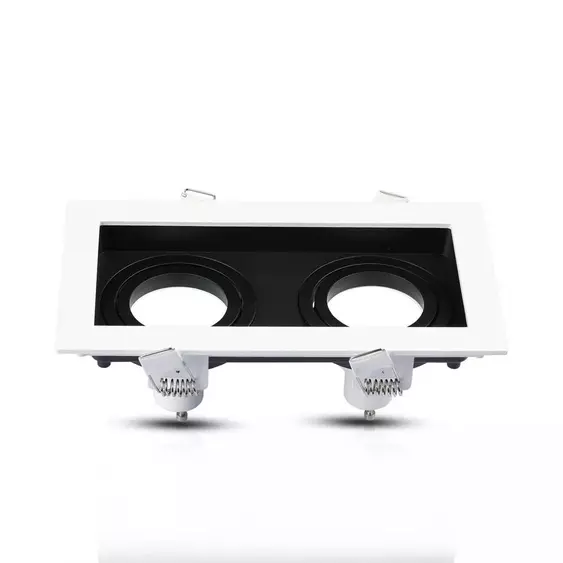 V-TAC GU10 LED 2 foglalatos spotlámpa keret, fehér billenthető lámpatest - SKU 8877