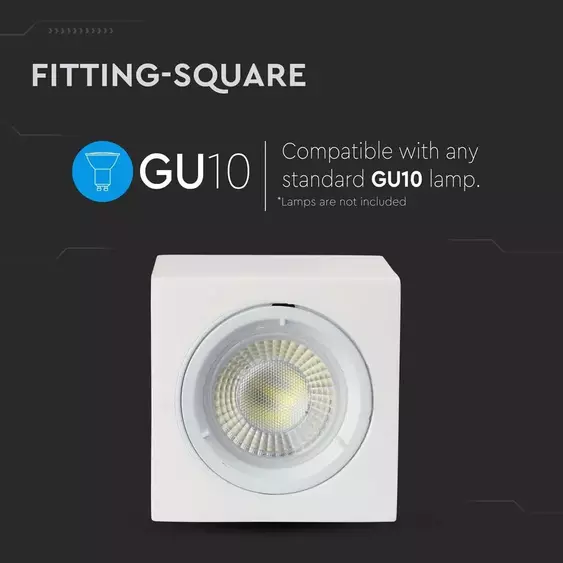 V-TAC GU10 LED falon kívüli fehér lámpatest - SKU 3666