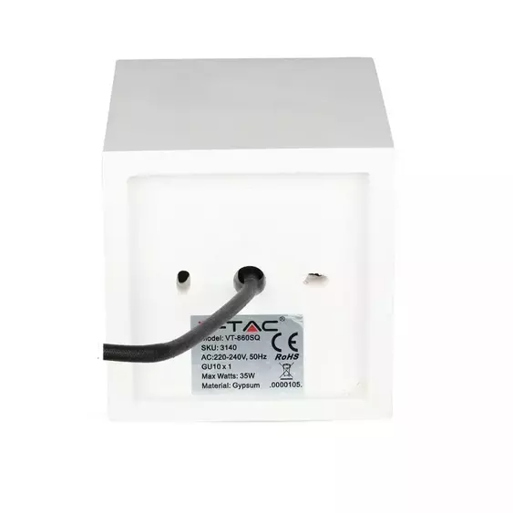 V-TAC GU10 LED falon kívüli lámpatest, fehér+fekete - SKU 3140